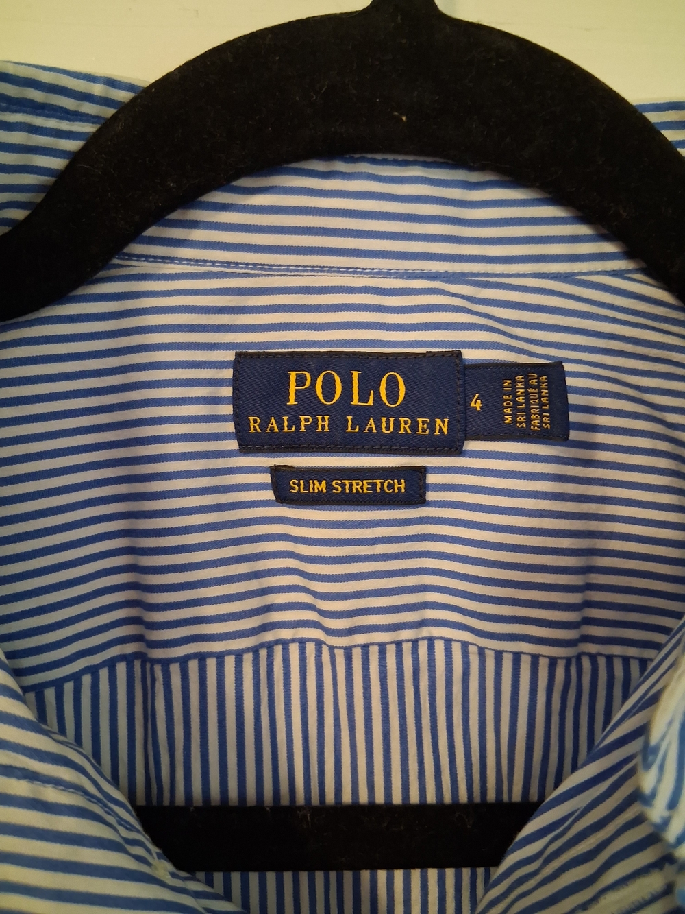 Polo by Ralph Lauren Blue and White Striped Slim Dress Shirt